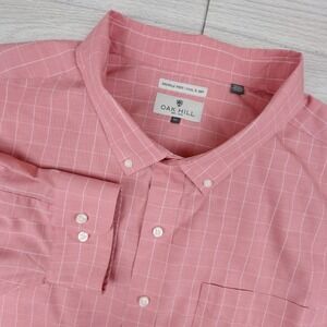 Oak Hill Button Down Shirt Mens 5XL Pink Windowpane Wrinkle Free Long Sleeve